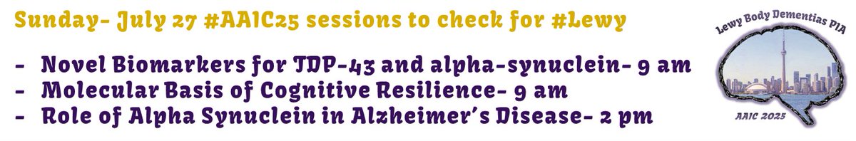 LBDPIA's tweet image. Sunday sessions at #AAIC25 to check out!
Our #LBDPIA will be all over the place attending different sessions, since we love hearing non-Lewy talks to use in our research too. Buuuut you can definitely spot some of us at these