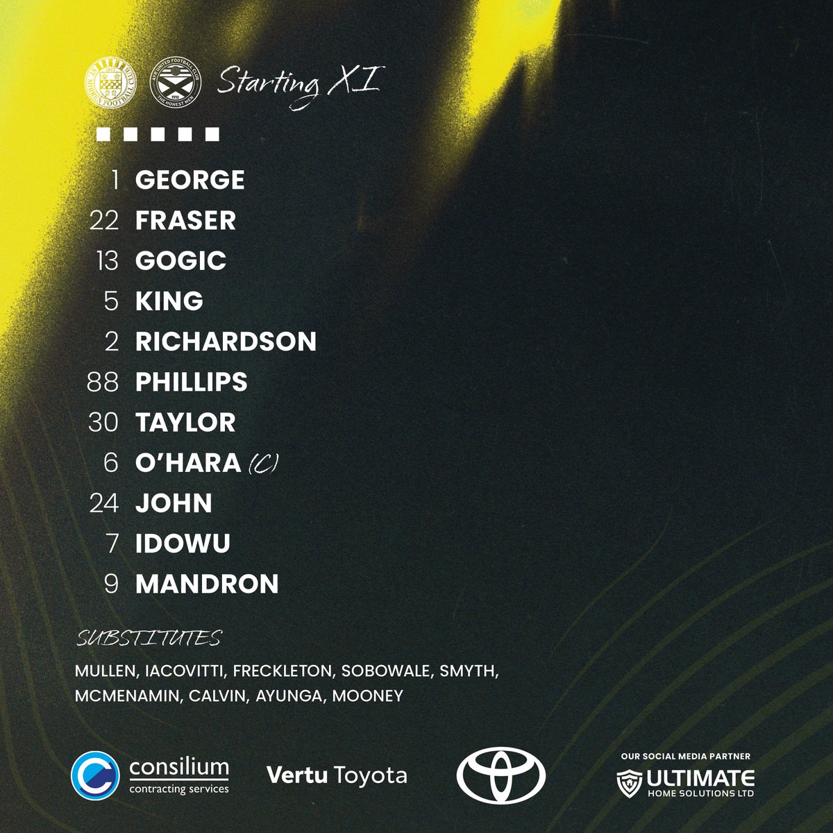 Locked in 🔒 

🆕 Your St Mirren starting line-up for today's <a href="/PremSportsTV/">Premier Sports</a> Cup match at home to Ayr United.