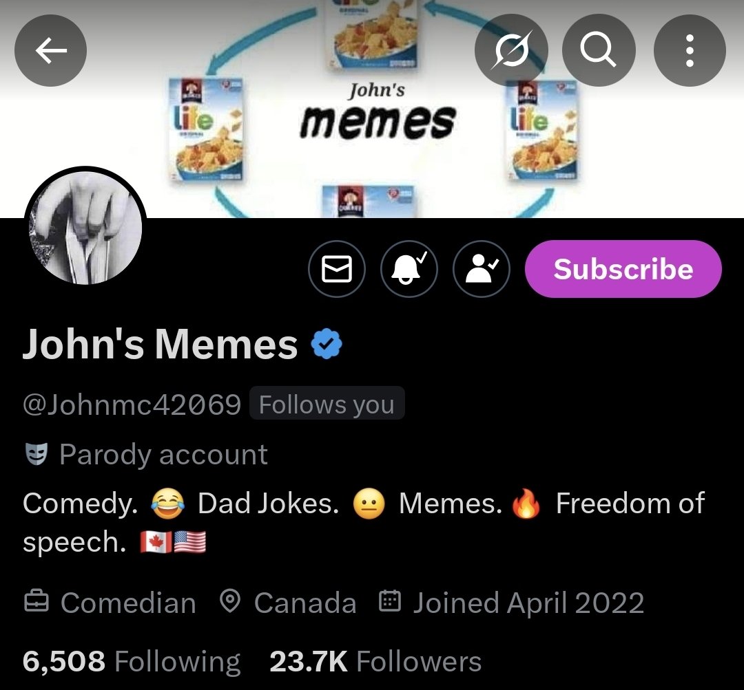 Go follow <a href="/Johnmc42069/">John's Memes</a> for a supply of rare and exotic memes.