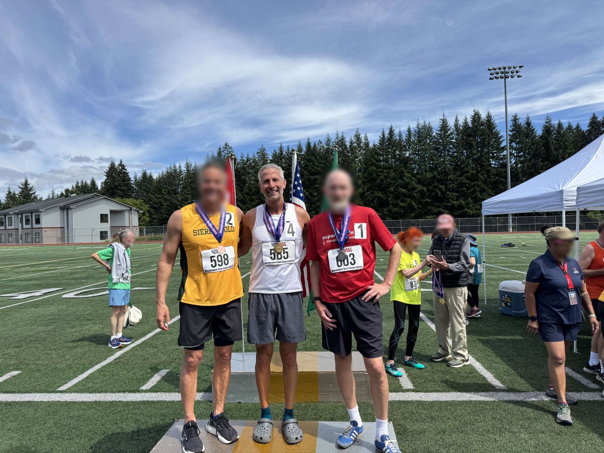 MichaelCyger's tweet image. I won gold in both the half mile and mile at Washington State Track &amp;amp; Field Senior Games yesterday, taking 3rd overall in half mile and 1st overall in mile.

It was a bit of a surprise. I entered with lingering pickleball injuries and mental doubts, having not raced these…