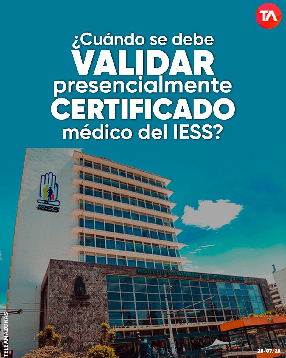 teleamazonasec's tweet image. #TePuede Interesar | ¿En qué casos se debe validar presencialmente los certificados médicos del IESS? Le contamos ow.ly/NfZi50WvGCO