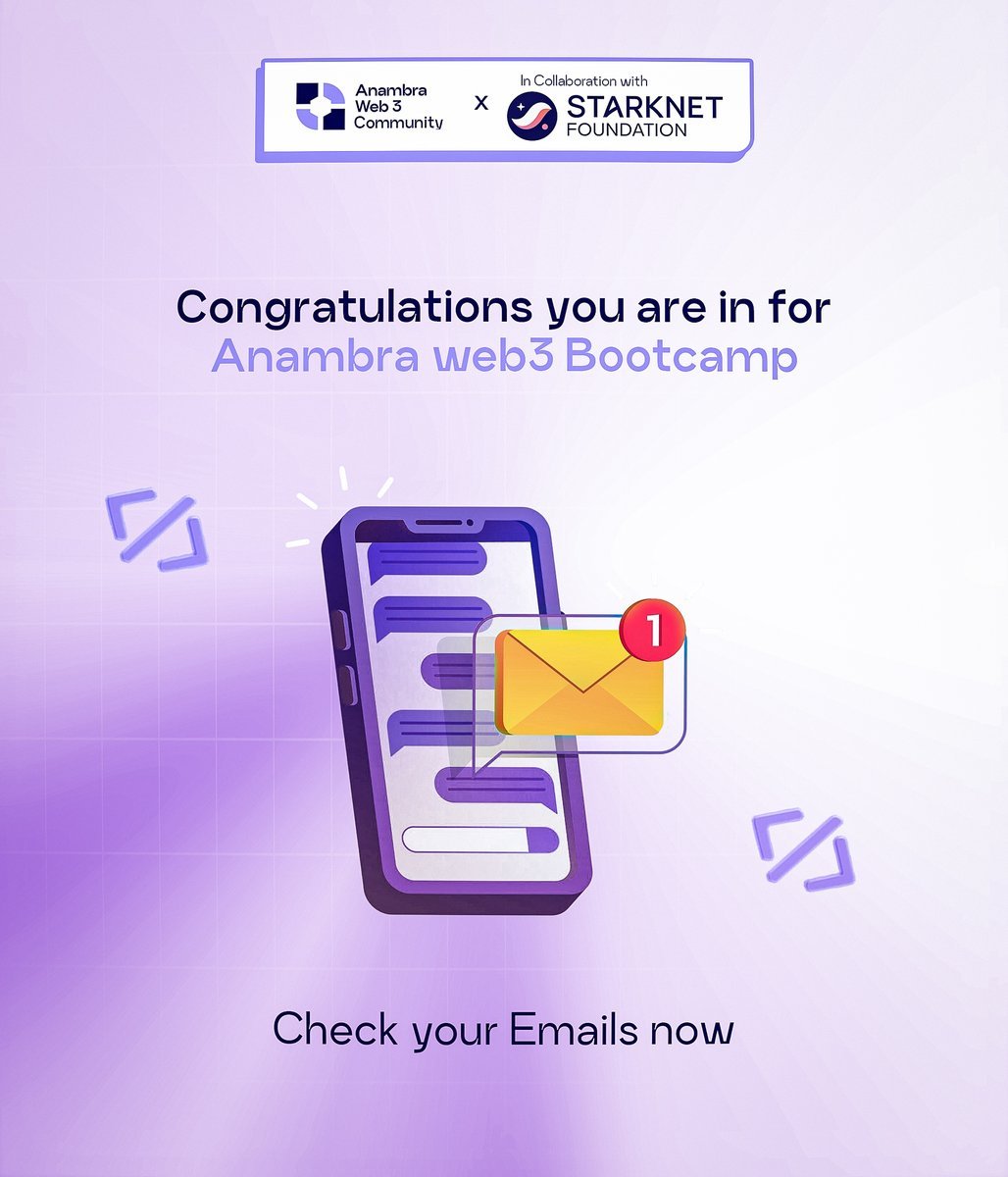 🚨 Class Starts Tomorrow! 🚨

Hey everyone! 👋

The Anambra Web3 (Cairo) Developer Bootcamp officially kicks off TOMORROW – Monday, 28th July by 8:00PM (WAT).

📩 IMPORTANT:
Please check your email NOW for the full details of Week 1 - Session 1 including the Google Meet link and