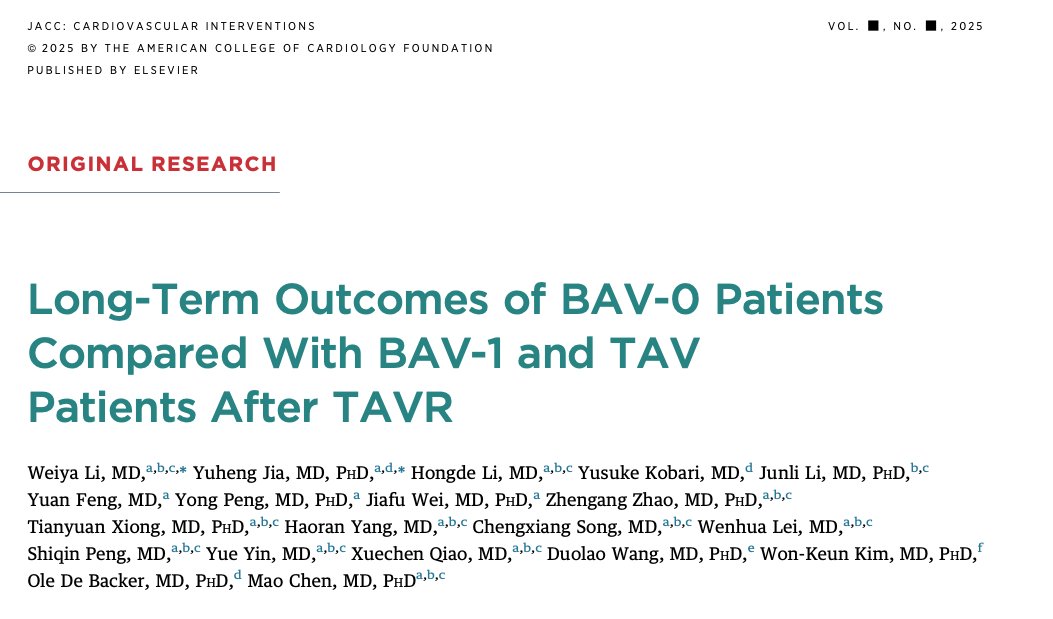 Long-Term Outcomes of BAV-0 Patients Compared With BAV-1 and TAV Patients After TAVR: <a href="/JACCJournals/">JACC Journals</a> 

🥸What are the differences in 5 years outcomes between BAV-0, BAV-1, and TAV after TAVR? 

😱Happy Sunday 

👇👇👇
