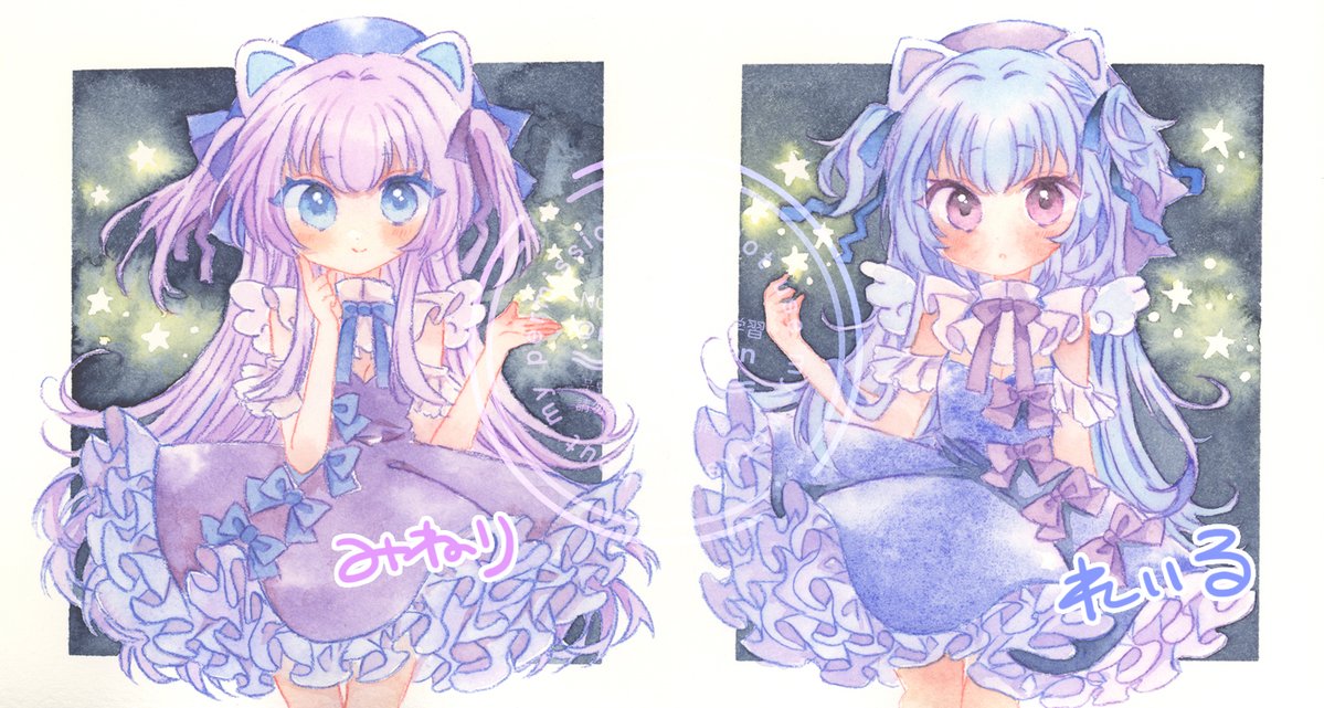 minipokatan's tweet image. ふたごてんしのスターキャット、みねり(姉)&れいる(妹)です!
普段は星の国で星を集めるおしごとをしてますがたまに下界に遊びに行ったりします👼👼
衣装はアレンジして頂いてもお好きな衣装を着せて頂いても何でも大丈夫です♡♡ #うちの子チェンジタイム詳細