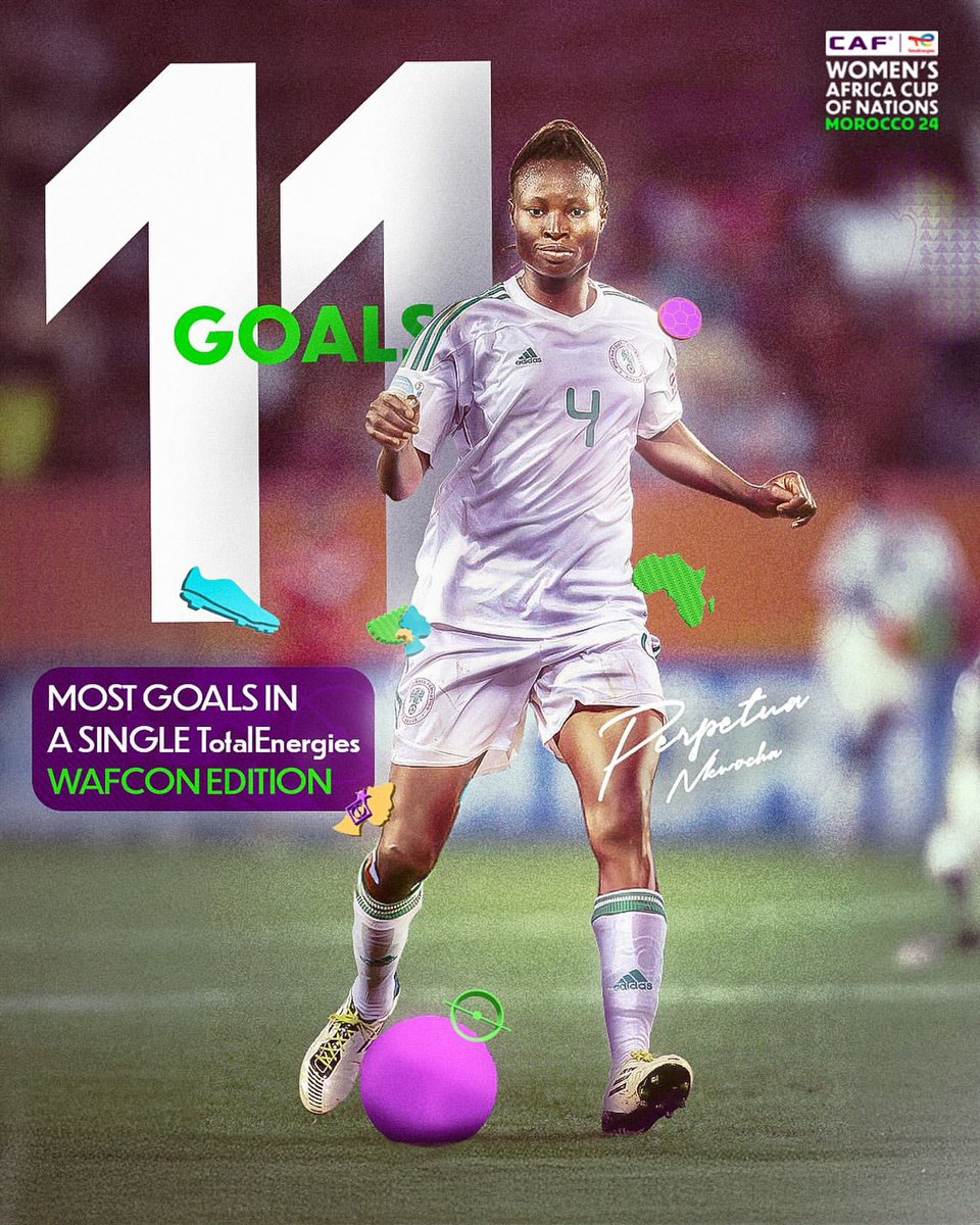 Chika (@crco) on Twitter photo <a href="/AfricaFactsZone/">Africa Facts Zone</a> She also holds the record of highest goal scorer in #WAFCON with a total of 34 goals and also holds the record of highest goal scorer in a single #WAFCON edition with a total of 11 goals. A Queen and more!!๐ฅ๐ธ๐พ๐๐ฝ๐๐ฝ๐๐ฝ๐๐ฝ <a href="/AfricaFactsZone/">Africa Facts Zone</a> She also holds the record of highest goal scorer in #WAFCON with a total of 34 goals and also holds the record of highest goal scorer in a single #WAFCON edition with a total of 11 goals. A Queen and more!!๐ฅ๐ธ๐พ๐๐ฝ๐๐ฝ๐๐ฝ๐๐ฝ