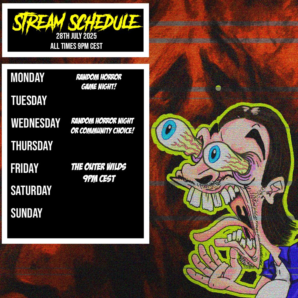 Alright Lads!! Here’s my stream schedule for the week! Expect horror, chaos, and questionable decisions. Come hang out with the crew! 👻🎮
📺 twitch.tv/cptbuckaroo
#Twitch #HorrorGames #IndieHorror #StreamerSchedule #TwitchStreamers #IrishStreamer #ScaryGames #LiveStreaming