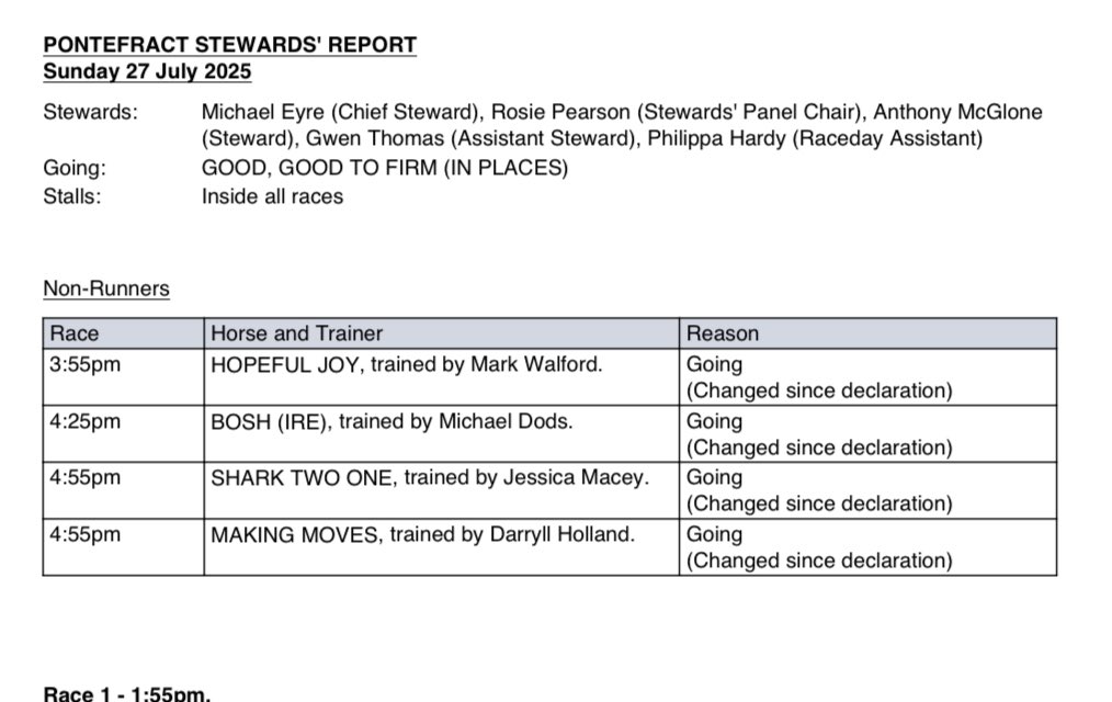 BHAStewards's tweet image. For today’s Going and Non-Runners @ponteraces, see below. For further updates throughout the afternoon, follow the link▶️ crate.horseracing.software/media/pdf/stew…