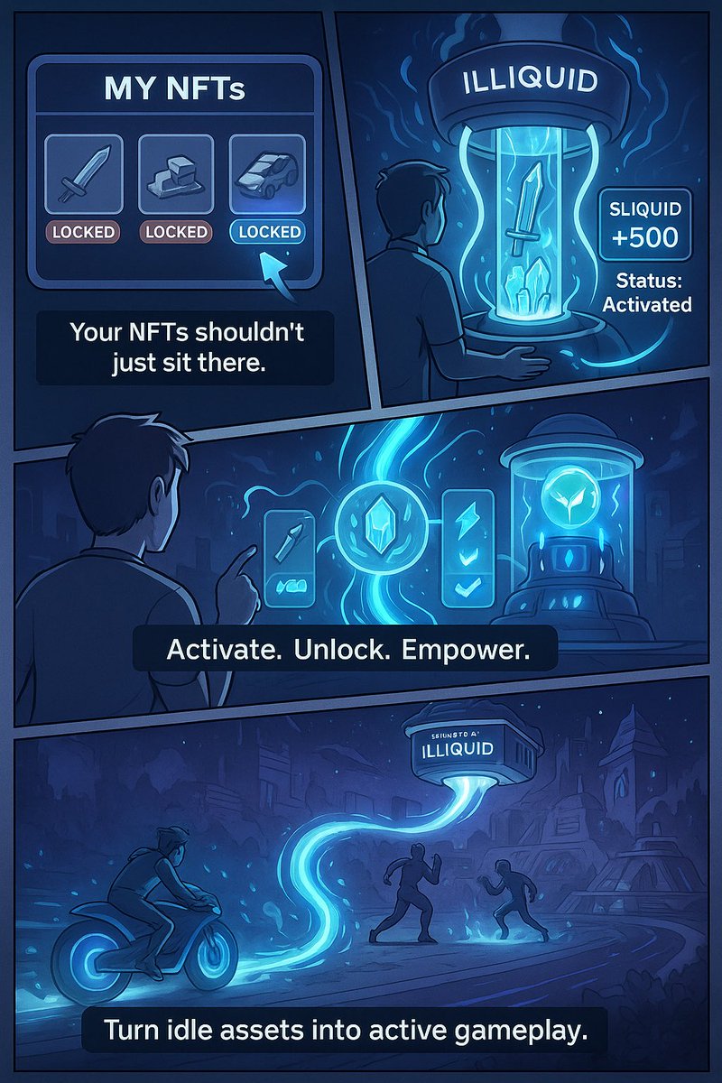 clint_kal's tweet image. QUACK QUACK
🎮 GameFi promised a revolution:
Own your assets, earn while you play.
But here’s the truth, most in game NFTs just sit there.
No utility. No motion. No flow.
Let’s talk about a better way 👇
The @Illiquid_nft Mechanism & the Next GameFi Meta
🧊 The Real Problem?…