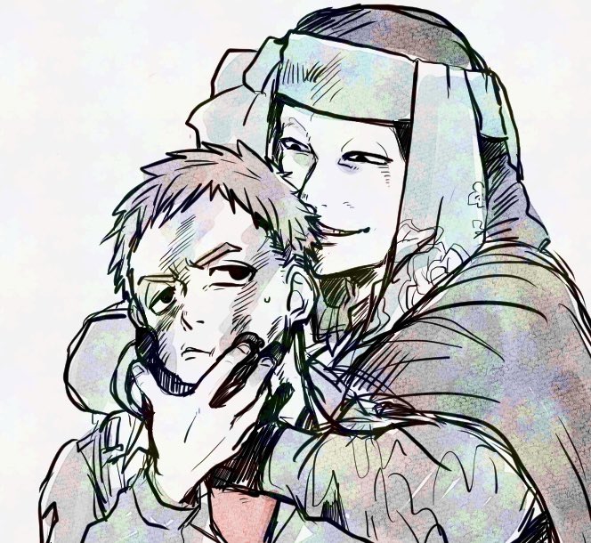 GE2N_s's tweet image. 闇沖永…何も考えずに描くとだいたい前に描いたことあるような同じ構図になるのでダメ……しかし受けのほっぺた掴む攻めが好きなのは分かる😤