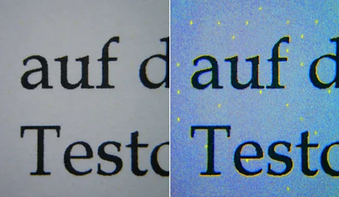 Your printer adds invisible yellow dots to every page that encode serial numbers and timestamps. 
These 'Machine Identification Codes' track documents.