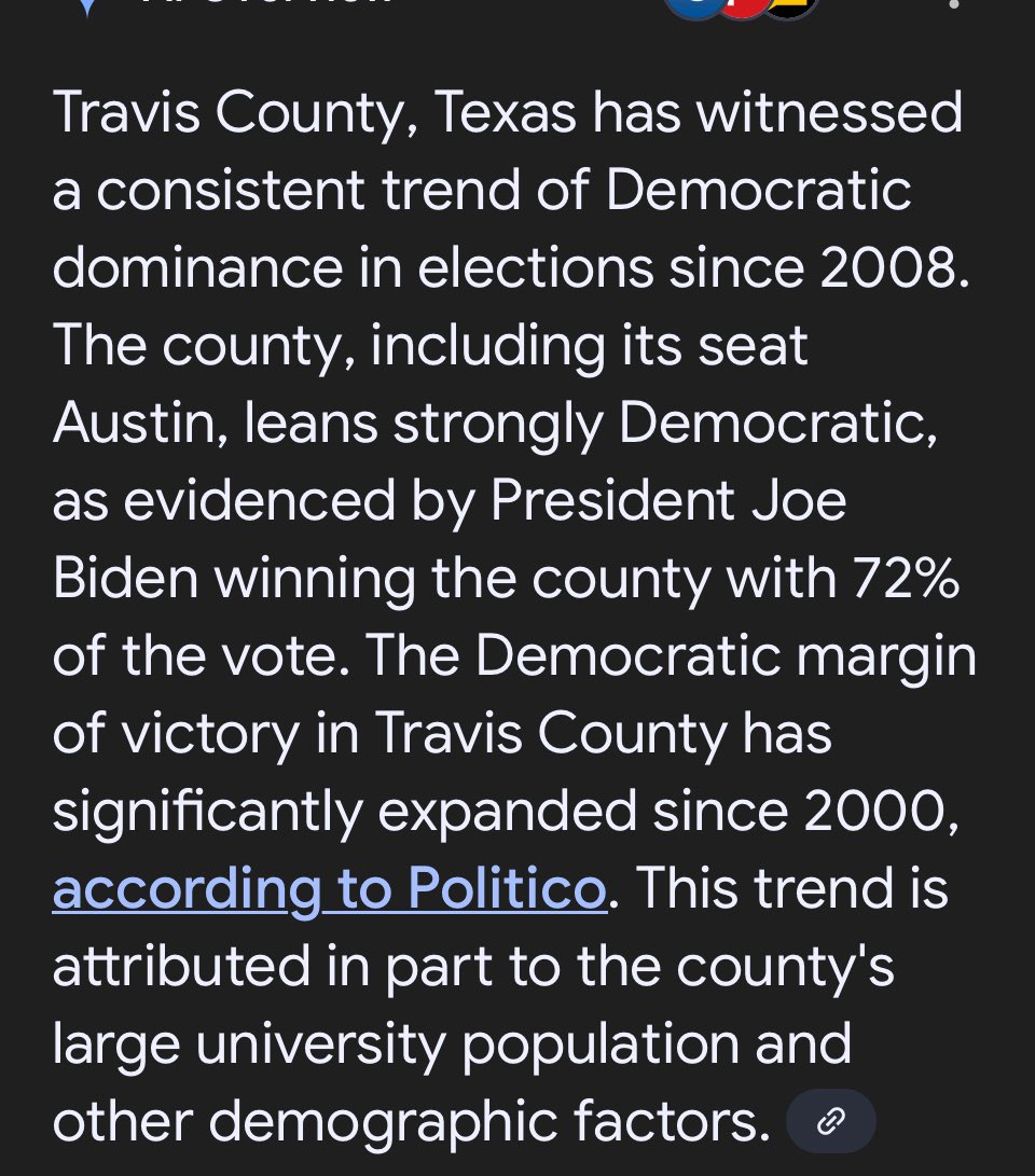 This is straight Dem propaganda.

Travis County has been voting Blue for yrs.

This isn’t some big W Jeremy