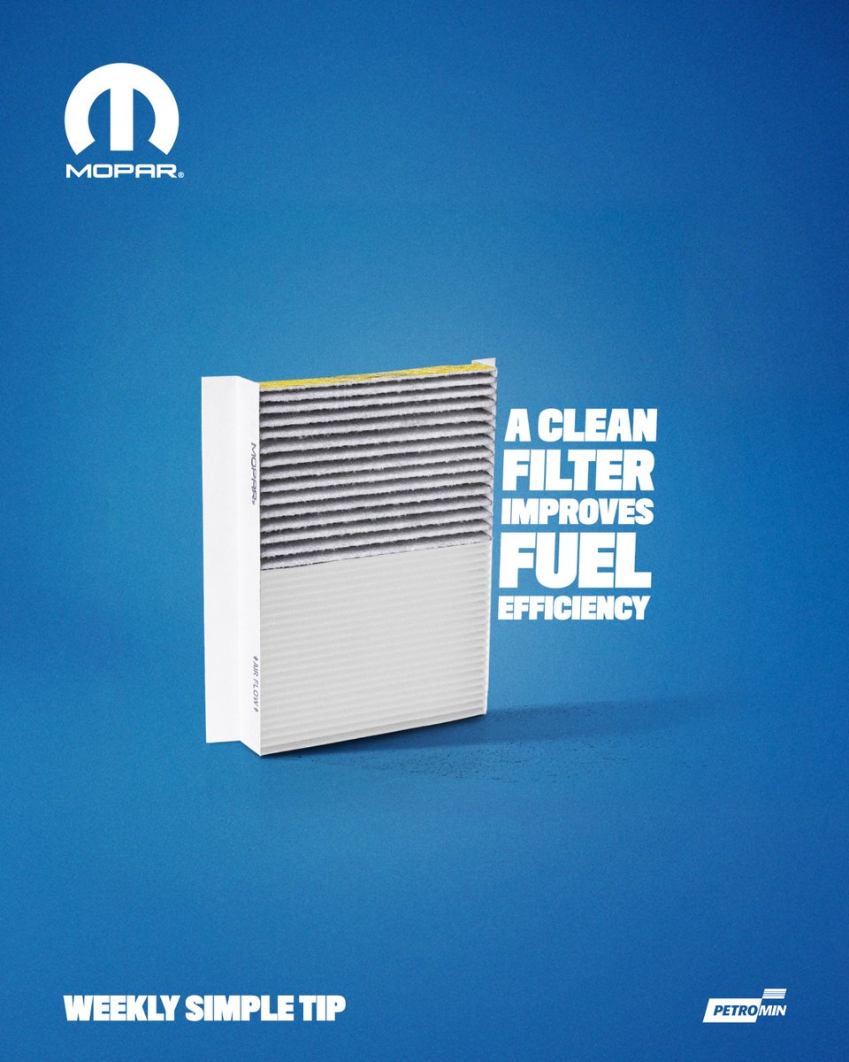 petrominmopar's tweet photo. الفلتر النظيف يوفر استهلاك البنزين، ويحافظ على أداء المحرك، ويعطيك تجربة قيادة أفضل.
#بترومين #موبار #في_خدمتكم 
A clean filter improves fuel efficiency, protects the engine, and keeps your ride smooth.
#Petromin #Mopar #AtYourService https://t.co/7aj9Y05ETb