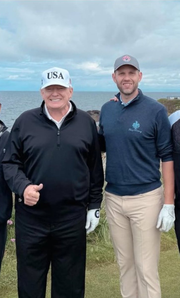 Donald and Eric Trump on the golf course at Trump Turnberry, Scotland. Drop a❤👍 for them!!