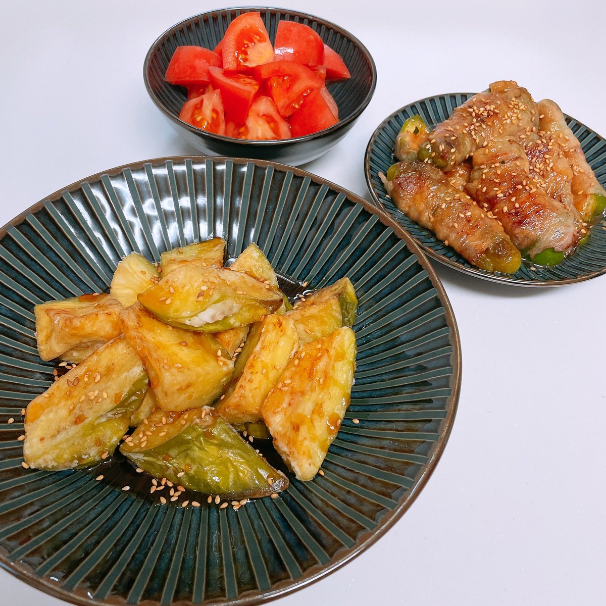 ・天狗ナスの揚げ焼き🍆
・チーズINピーマンの肉巻き🫑
・冷やしトマト🍅

絶品！！！！！😋