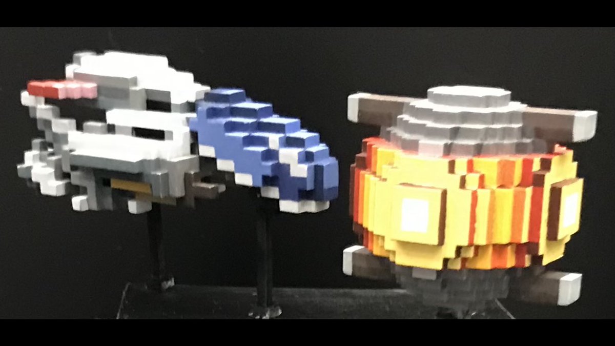 DR3_gdr3bstg's tweet image. STG #WF2025S
ヒロフス@hirofus
ドット絵3DフィギュアでR-9とフォースが立体化
何気にフォース1段階目の立体物!!
ブロックと違い凸面は無く、パーツ構成は模型モデル然としてるので、見てると面白い感覚になってきます
こういうデザインの機体追加されたらどうしよう(ボソッ)