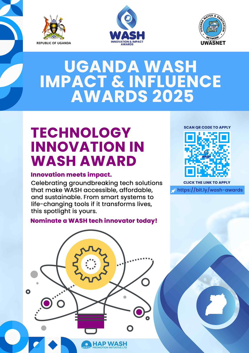 ibrah_tweets's tweet image. Innovation meets impact!
Honoring tech that makes WASH more accessible, affordable & sustainable.
Know a WASH tech changemaker?
Nominate them now!
🗓️ Deadline: Aug 15, 2025
📩 Apply 👉 bit.ly/wash-awards
#WASHAwards2025