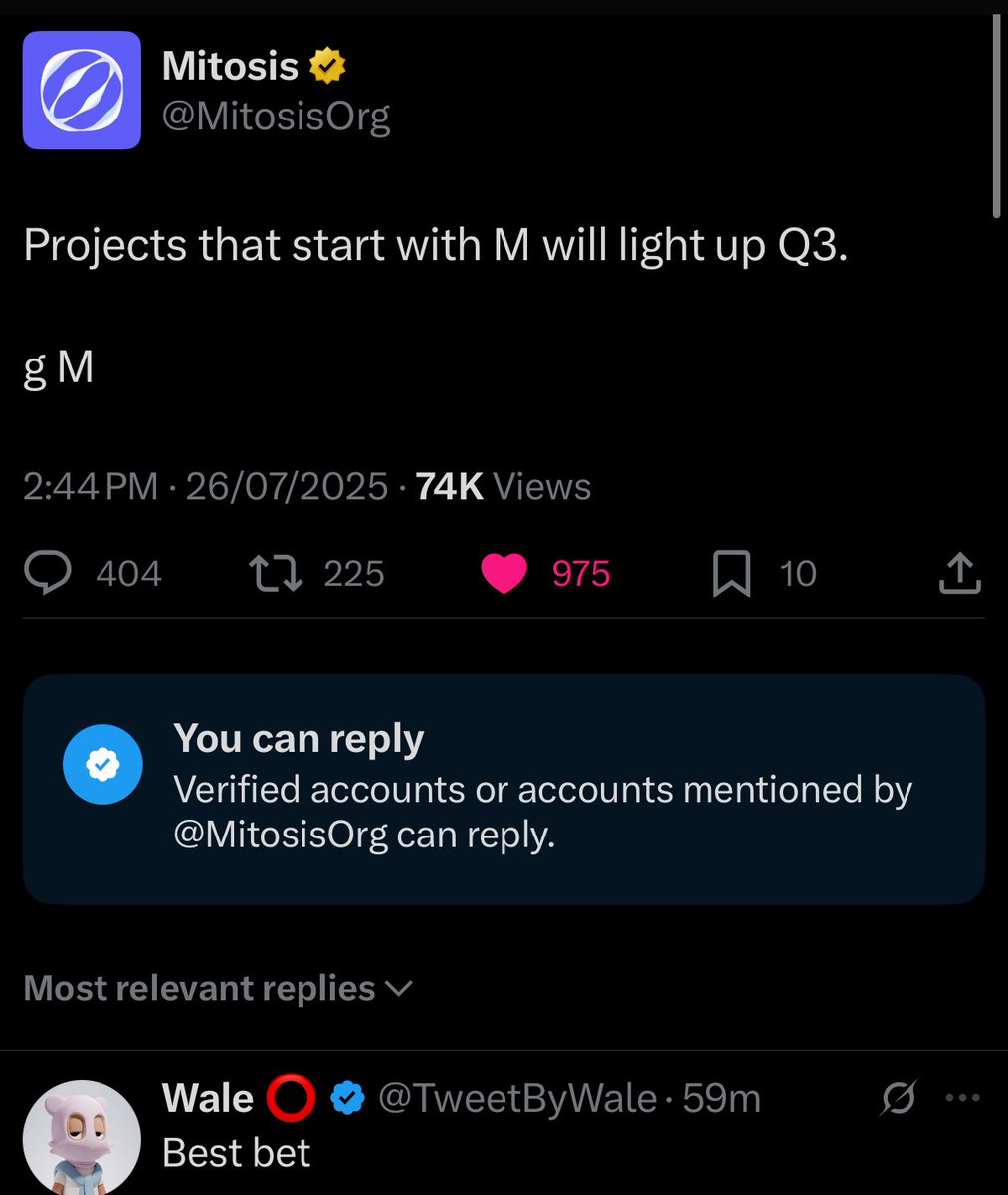 TweetByWale's tweet image. 77/100… Mitosis TGE in Sight.
Might be weeks, Might be Months.
My guess is;
Snapshot - July
EligibilityChecker- August
TGE - September
gMito