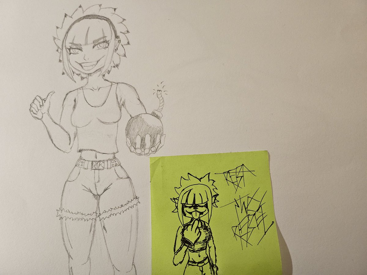 TheAtomicOrphan's tweet image. I came up with this character a number of months back. Her name is Reba The Rebel, she likes explosions and soda pop... but mostly explosions. She has a twin sister named Rita (not pictured) who likes milk tea and munitions. Though she is kind of a space cake compared to Reba.