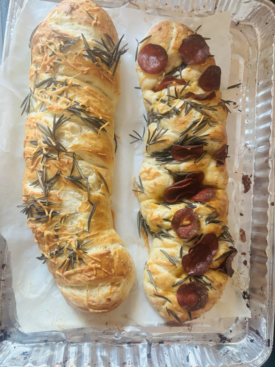 ForTheShaw's tweet image. Some bread for me on the right and my neighbor on the left