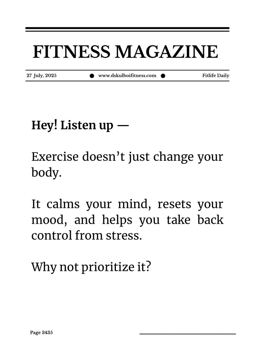 Dskulboifitness's tweet image. Movement is one of the most powerful (and underrated) ways to fight back.

Learn how to manage stress through exercise with simple, proven strategies: shorturl.at/64Rc7 

#StressRelief #MentalHealth #ExerciseForTheMind #WellnessTips