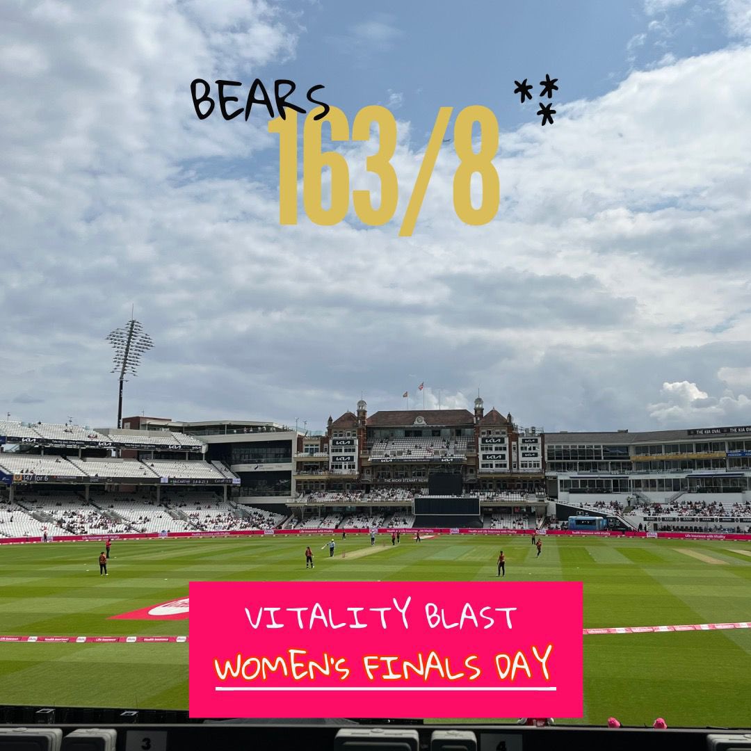 🏏 END OF INNINGS 🏏

Halfway in the <a href="/VitalityBlast/">Vitality Blast</a> Women’s Finals Day Eliminator!

<a href="/WarwickshireCCC/">Bears</a> score 163/8, meaning <a href="/TheBlazeCricket/">The Blaze 🔥</a> will need 164 to make the Final v Surrey!

Do you think it’s a good score? #FinalsDay #T20Cricket #Cricket