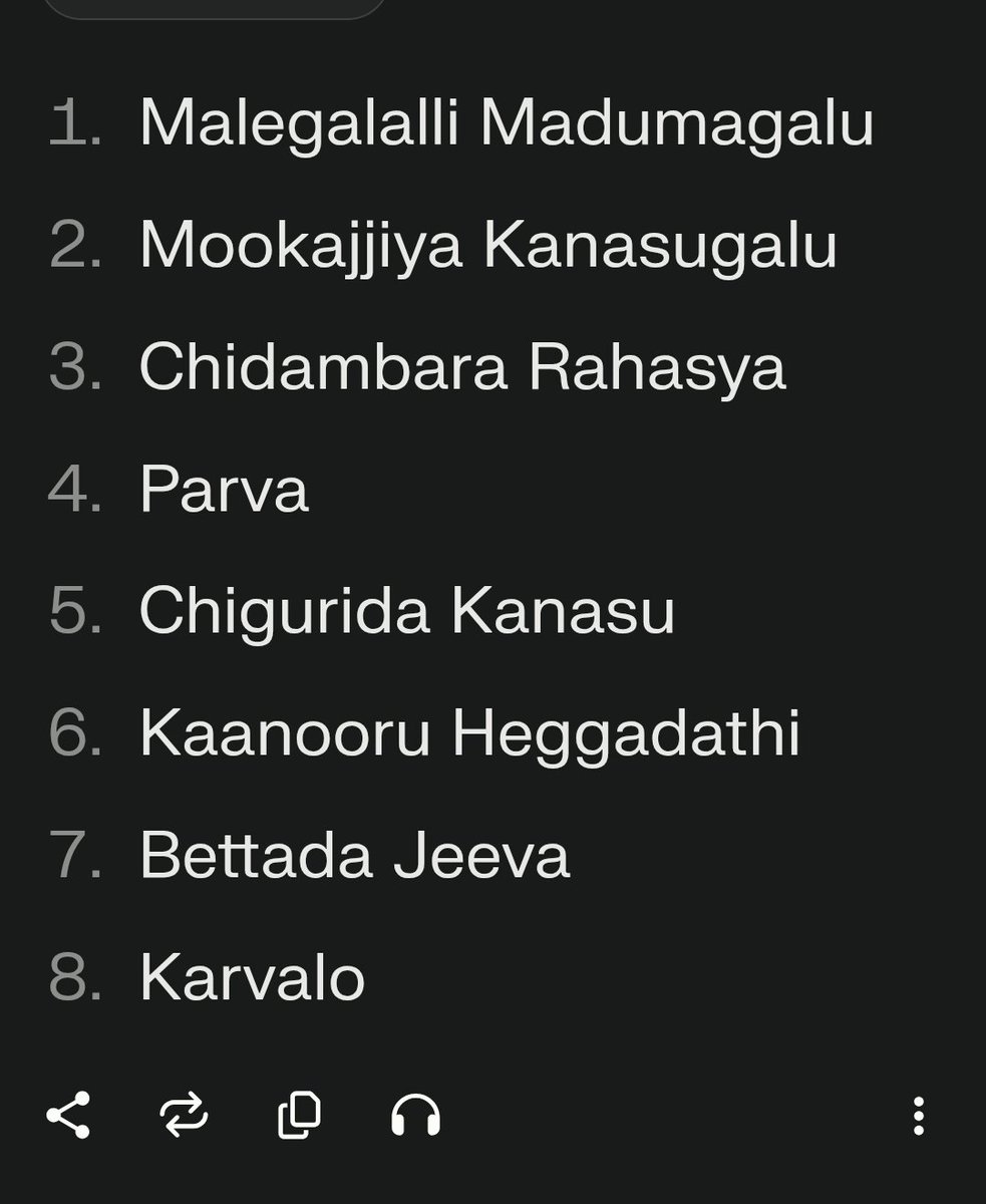 Here are GrokAI's recommended Top Kannada novels with strong character development and relationships. I have read the first two twice. Now onto the 4th parva by SL Byrappa.