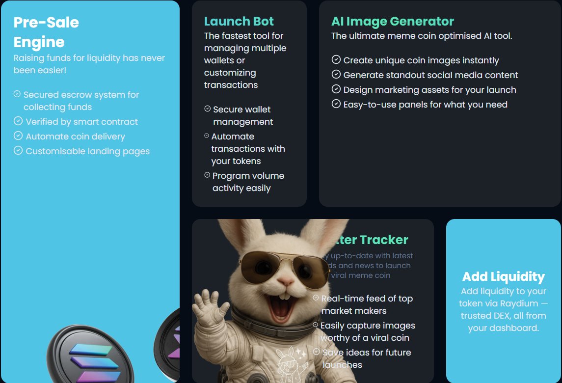 ComputerScrap50's tweet image. 🐇Meme Coin Creator, your one stop shop for Tokens, Meme Coins, Utility Tokens!!! 🐇
🔥Solana Coin Minter
🔥Coin Web Page
🔥Airdrop Engine
🔥Coin Presale Engine
🔥AI Meme Image Generator
🔥Meme Coin Academy
🔥Support Channel 24/7 VIP Support
🔥Add Liquidity…