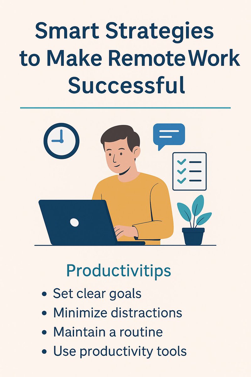 mr_abhi1822's tweet image. 🚀 Want to master remote work? Discover 7 smart strategies to boost productivity, work-life balance, and efficiency from home.

💡 Learn how to create the perfect work-from-home setup.
📘 Read now: [hustelwithabhi.in]

#RemoteWork #WorkFromHomeTips #SmartWorkStrategies