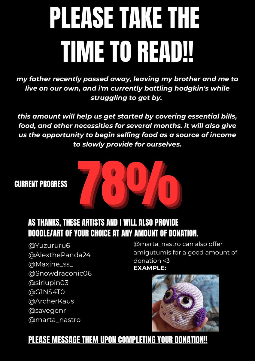 mikinitee's tweet image. EVERYONE!! THIS IS 78%. JUST 22% AWAY FROM MY GOAL!!
WE'RE ABOUT TO REACH IT!! ANYTHING CAN HELP. ‼️‼️‼️‼️
ko-fi.com/mikiyoo0
#omori #OMORIFANART
your help will not go unnoticed. you will get doodles of your choice from artists below