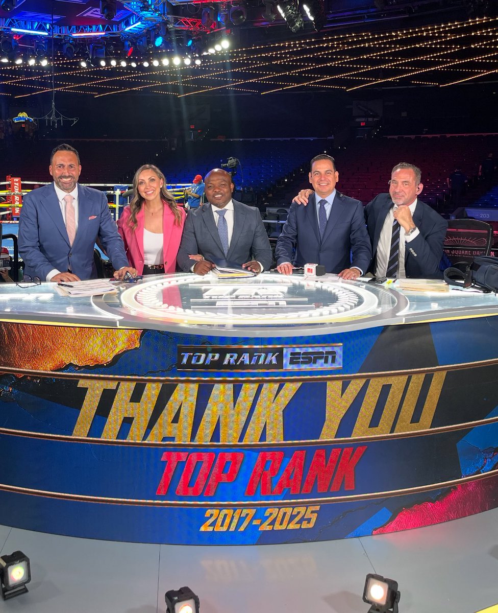 Crystina Poncher (@crystinaponcher) on Twitter photo Thankful to have been a small part of this team, this family, the last 8 years. I know each will go on to continued success. I wish <a href="/andreward/">Andre S.O.G. Ward</a> was there too. It’s been my absolute pleasure & a dream come true. Thank you all🙏🏼
<a href="/JoeTessESPN/">Joe Tessitore</a> <a href="/osunaespn/">Bernardo Osuna</a> <a href="/Timbradleyjr/">Timothy Bradley Jr.</a> <a href="/MarkKriegel/">Mark Kriegel</a> Thankful to have been a small part of this team, this family, the last 8 years. I know each will go on to continued success. I wish <a href="/andreward/">Andre S.O.G. Ward</a> was there too. It’s been my absolute pleasure & a dream come true. Thank you all🙏🏼
<a href="/JoeTessESPN/">Joe Tessitore</a> <a href="/osunaespn/">Bernardo Osuna</a> <a href="/Timbradleyjr/">Timothy Bradley Jr.</a> <a href="/MarkKriegel/">Mark Kriegel</a>