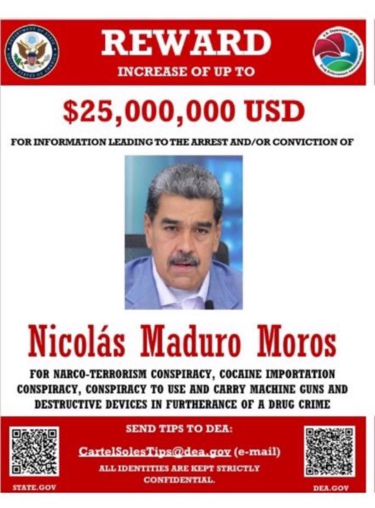 DuartianoUnido's tweet image. “Maduro NO es el presidente de Venezuela y su régimen NO es el gobierno legítimo. Maduro es el jefe del Cártel de los Soles, una organización narco-terrorista que se ha apoderado de un país. Y está acusado formalmente por introducir drogas en Estados Unidos.”
— Secretario Marco…