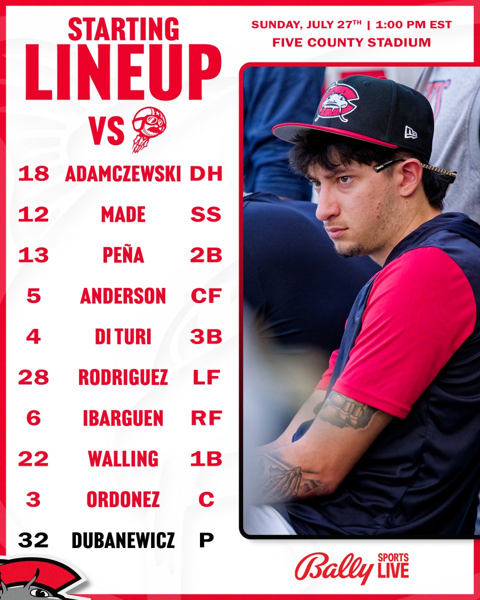 Going for the series W‼️

⚾️: Cannon Ballers 🆚 Mudcats
📍: Five County Stadium
⏰: 1:00 PM EST
📺: Bally Live App or milb.tv
📻: carolinamudcats.com/media