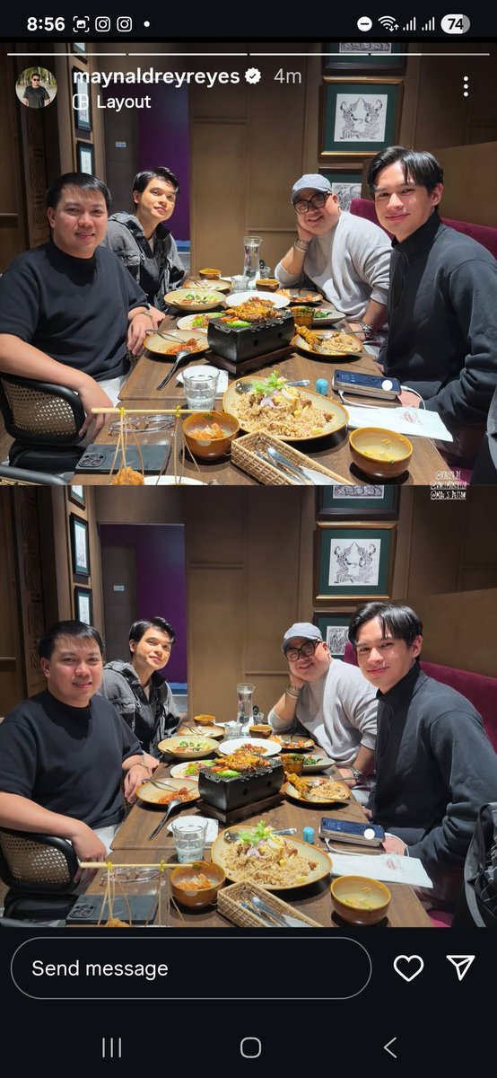 RDLFelixUnit's tweet image. #RALPHdate Sir Maynald Reyes shared a photo featuring a meal shared with Ralph De Leon and Vince Maristela. The latter two are both under Empire Mercator management. 🍽
Source: instagram.com/stories/maynal…
#RalphDeLeon #VinceMaristela #RaInce