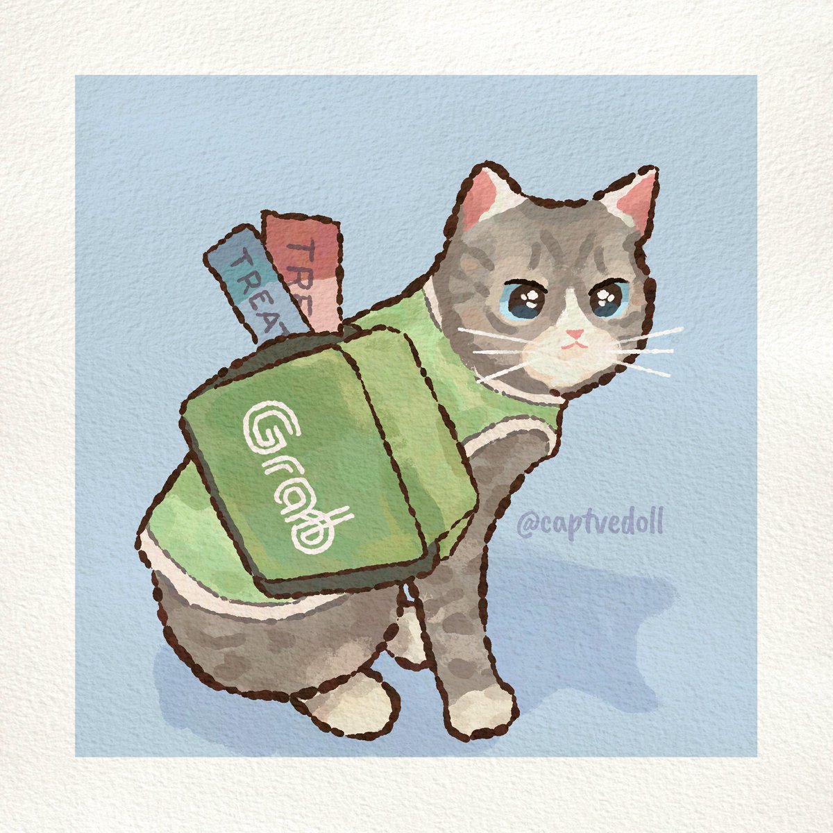 captvedoll's tweet photo. day 4 of drawing cats with jobs

today’s job: grab? i thought it was GRUB rider https://t.co/h11FlZTqIT
