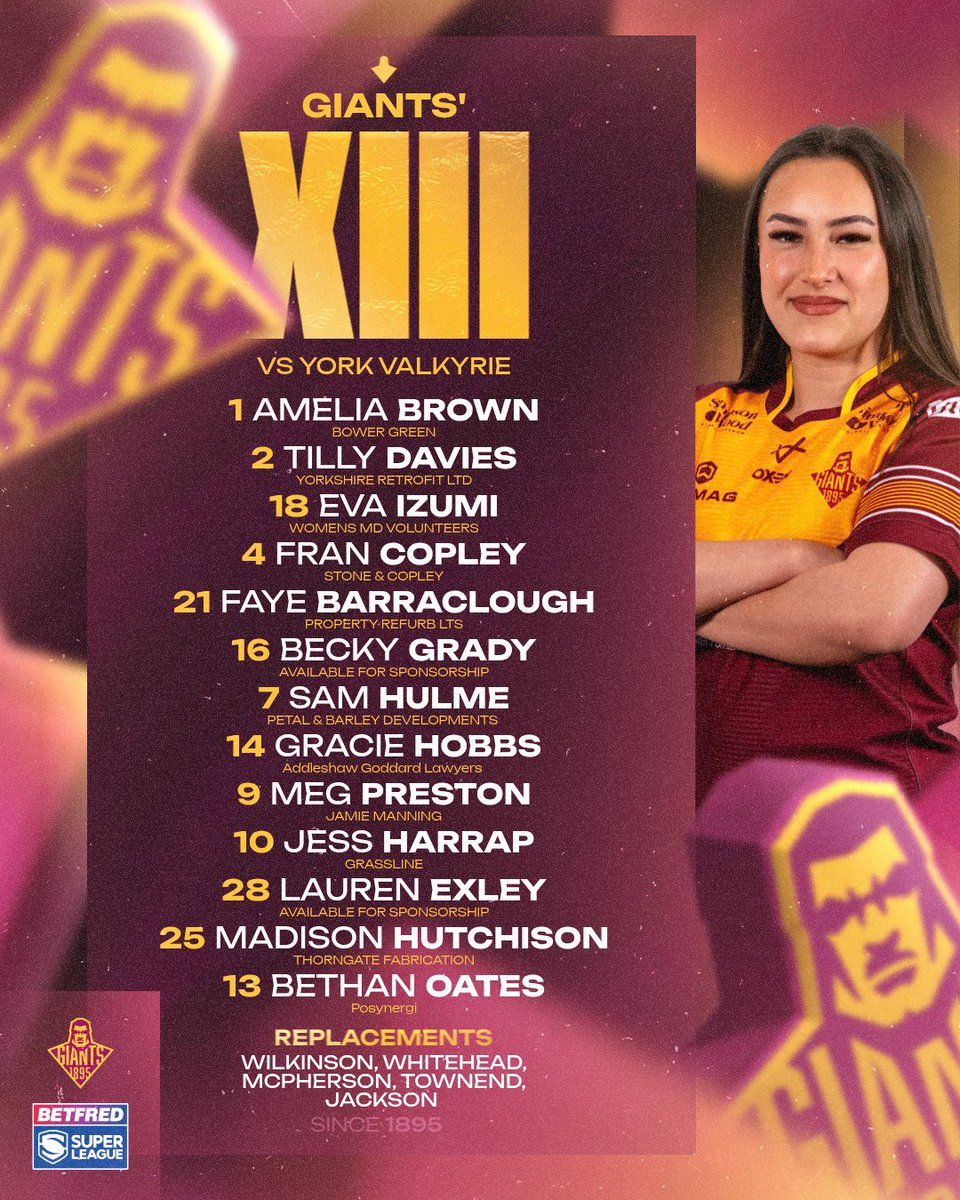 Giantsrl's tweet image. Your Giants Women side set to Face York! 

#GiantsRL