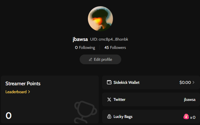 jbawsa's tweet image. creators, stop sleeping on streaming.
this past week, i've streamed on sidekick's platform for the 1st time.
with 2 streams, i've hit:
➤ 200+ viewers
➤ 45 followers
still sitting at 0 leaderboard points, but i'll figure that out as i go.
now, here are some things i…