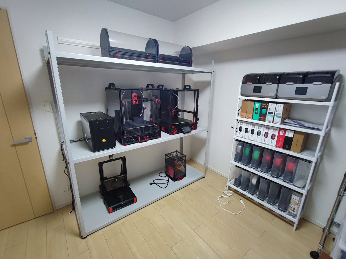 DiySako's tweet image. でかい棚買って頑張って1人で組み立てた。
独身を2LDKに住ませるとこうなる。