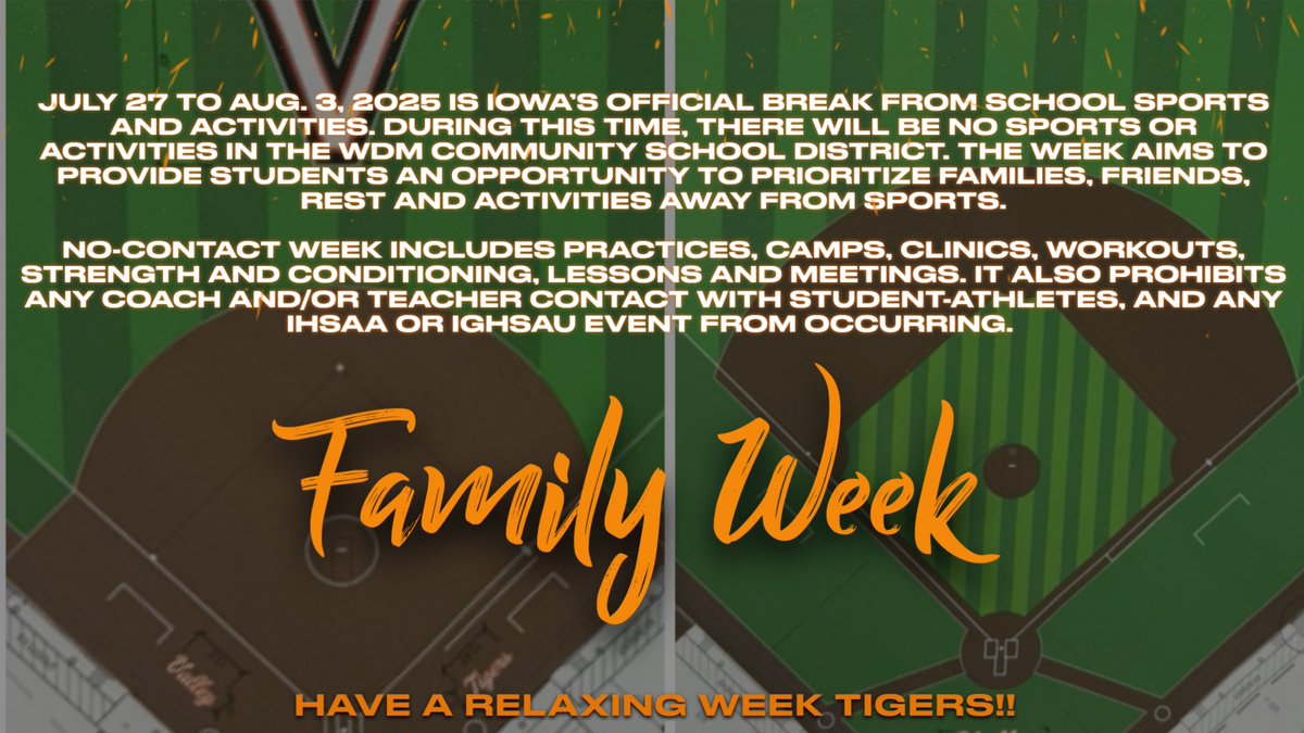 Enjoy a restful week Tigers!!