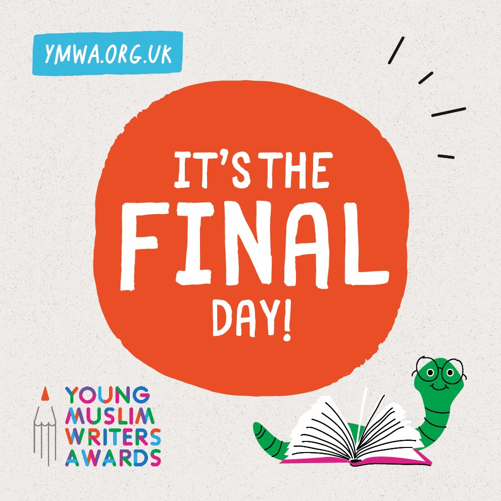 YMWAwards's tweet image. 🚨 Final day to enter! 🚨
The Young Muslim Writers Awards closes tonight at midnight!
🧒 UK writers aged 16 & under
🏆 Win £100
📚 Categories: Short Story, Poetry, Screenplay, Play Script
Enter now 👉 muslimhandsuk.wufoo.com/forms/young-mu…
#YMWA2025