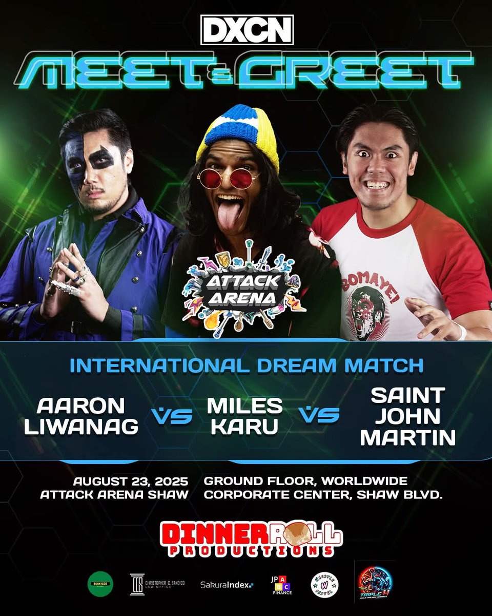 dexconph's tweet image. Buy SVIP to have meet and greet stubs - dexcon.helixpay.ph
--------------
International Dream Match
The returning @MilesKaruPro gets welcomed back by Saint John Martin and Aaron Liwanag. Clearly this is going to melt all the ice ice baby!