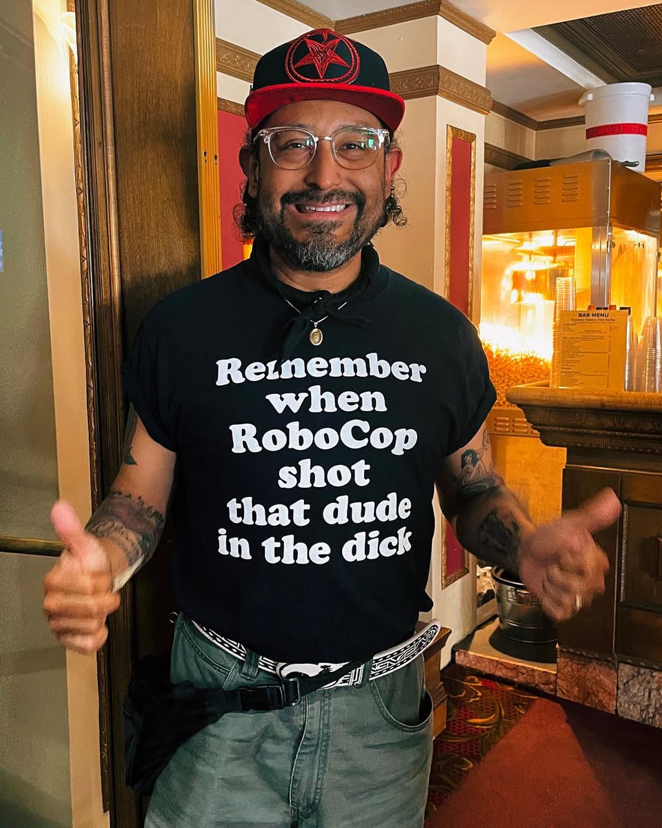 Paramount Theatre (@paramountaustin) on Twitter photo 🤖👮♂️🔫🍆 Robert <a href="/Rodriguez/">Robert Rodriguez</a> returns to present a double feature of ROBOCOP + STARSHIP TROOPERS NEXT SUNDAY (Aug 3rd) at the Paramount!
👕 Shirt game strong, courtesy of IG/pinkbikeralph
🎟️ bit.ly/44YsfHI 🤖👮♂️🔫🍆 Robert <a href="/Rodriguez/">Robert Rodriguez</a> returns to present a double feature of ROBOCOP + STARSHIP TROOPERS NEXT SUNDAY (Aug 3rd) at the Paramount!
👕 Shirt game strong, courtesy of IG/pinkbikeralph
🎟️ bit.ly/44YsfHI