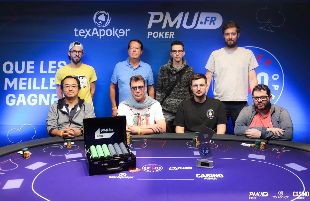 PMU Poker 🔞 (@pmu_poker) on Twitter photo 📸 les 8 finalistes du Main Event FPO 600€ au <a href="/casinopornic/">Casino de Pornic</a> avec Nicolas Plantin, Hervé Gouzil, Nicolas Merceron, Michael Robillard, Sebastien Charbonnier, Jean-François Jolly, Christian Elie et Victor Hoogstoël !
Qui remportera le trophée et les 37 500€ ? 🏆 📸 les 8 finalistes du Main Event FPO 600€ au <a href="/casinopornic/">Casino de Pornic</a> avec Nicolas Plantin, Hervé Gouzil, Nicolas Merceron, Michael Robillard, Sebastien Charbonnier, Jean-François Jolly, Christian Elie et Victor Hoogstoël !
Qui remportera le trophée et les 37 500€ ? 🏆
