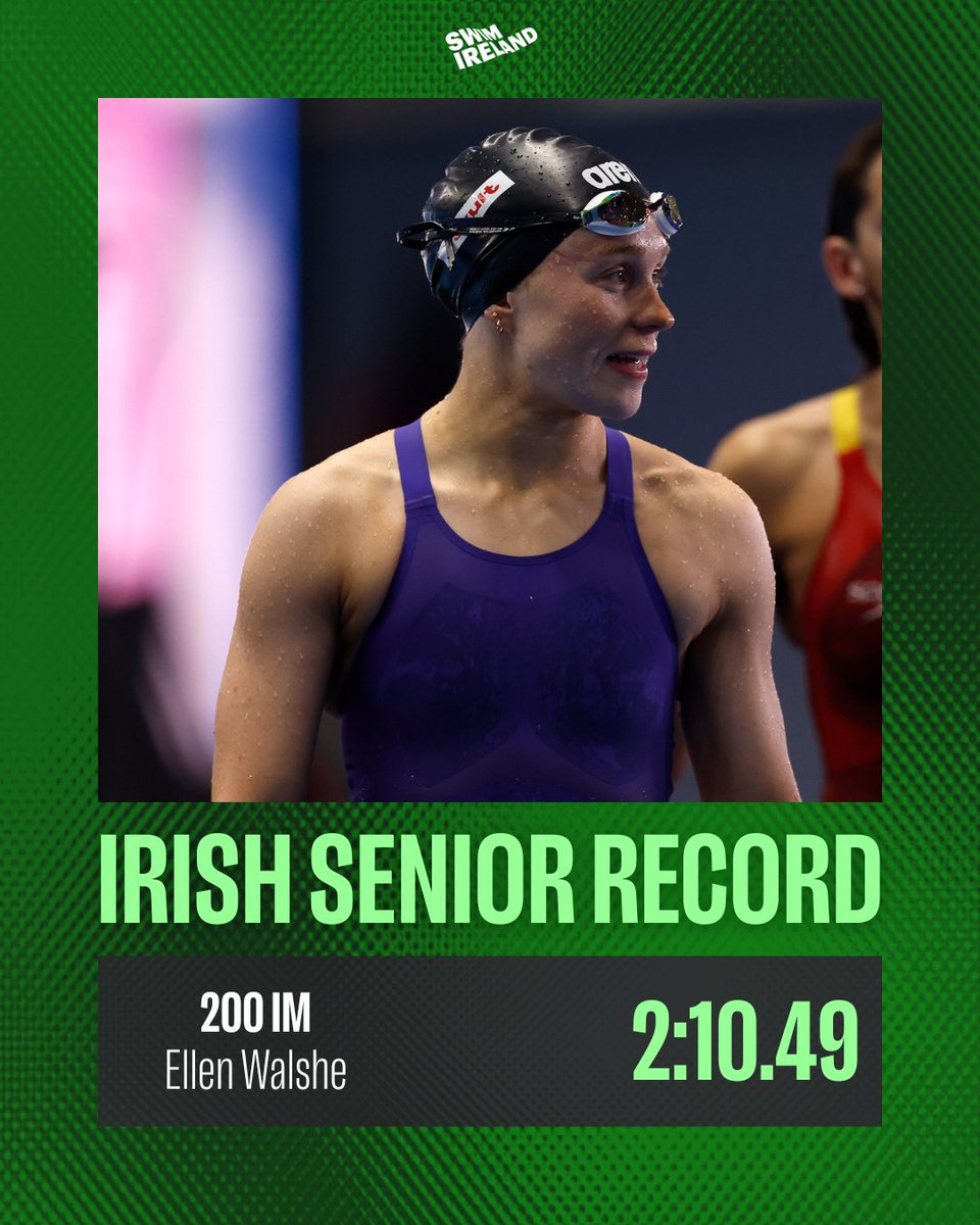 Swim Ireland (@swimireland) on Twitter photo ๐ช๐ผ๐ฟ๐น๐ฑ ๐๐พ๐๐ฎ๐๐ถ๐ฐ๐ ๐๐ต๐ฎ๐บ๐ฝ๐ถ๐ผ๐ป๐๐ต๐ถ๐ฝ๐ | ๐๐ถ๐ป๐ฎ๐น
What a Swim!
Ellen Walshe is through to the World Championships 200m Individual Medley ๐๐๐ก๐๐ after an ๐๐ฅ๐๐ฆ๐ ๐ฅ๐๐๐ข๐ฅ๐ swim of 2:10.49.
Congrats Ellen!
Read more ๐ ow.ly/QmVY50WvIHm ๐ช๐ผ๐ฟ๐น๐ฑ ๐๐พ๐๐ฎ๐๐ถ๐ฐ๐ ๐๐ต๐ฎ๐บ๐ฝ๐ถ๐ผ๐ป๐๐ต๐ถ๐ฝ๐ | ๐๐ถ๐ป๐ฎ๐น
What a Swim!
Ellen Walshe is through to the World Championships 200m Individual Medley ๐๐๐ก๐๐ after an ๐๐ฅ๐๐ฆ๐ ๐ฅ๐๐๐ข๐ฅ๐ swim of 2:10.49.
Congrats Ellen!
Read more ๐ ow.ly/QmVY50WvIHm