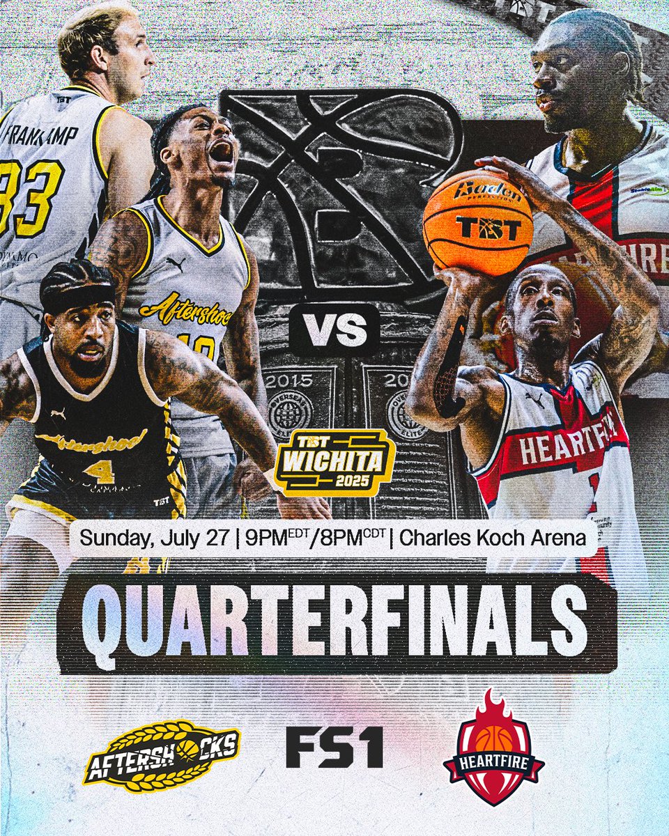 TONIGHT’S TBT SCHEDULE‼️

Quarterfinals:

- We Are D3 vs Fail Harder 6/7pmEDT

- The AfterShocks vs HeartFIRE 8/9pmEDT

Catch both games on FS1!