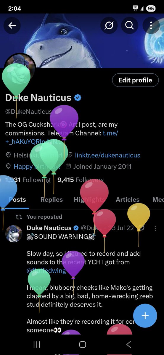The bloons have cometh!

Guess that's another year in the books and yet another year of sharks and cuckery to look forward to. 🦈🎉