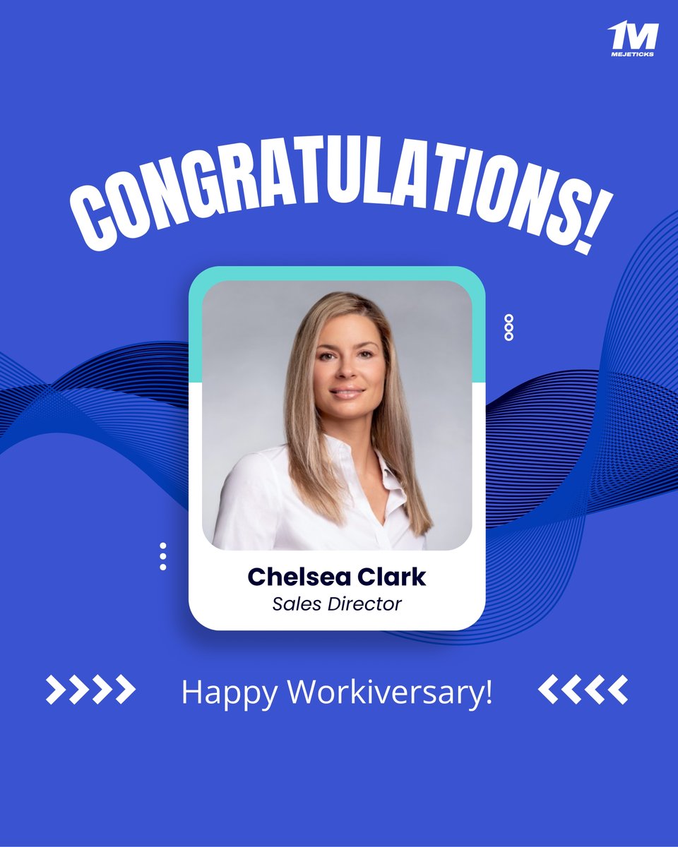 mejeticks's tweet photo. Congratulations to Chelsea Clark on her work anniversary at Mejeticks. Your hard work and joy bring such a difference to us and make an impact every single day. We’re so lucky to have you as part of the Mejeticks family https://t.co/VsgW0nTJyv