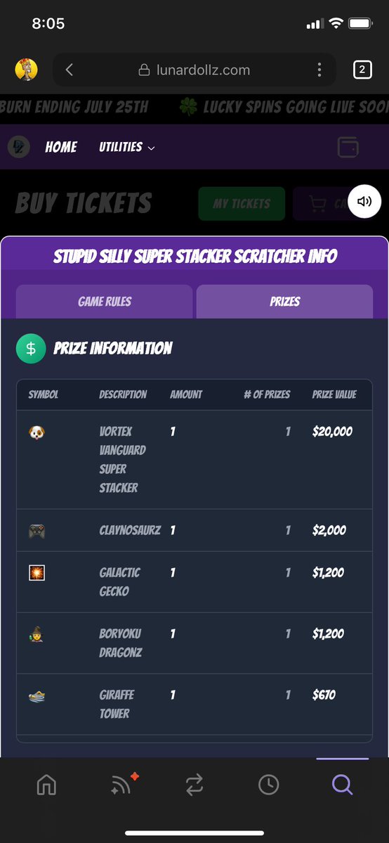 RobyTrice77's tweet image. Look at the prizes attached to this scratcher wheel for @LunardollzNft Name one collection that goes that hard for the community. Don’t worry I’ll wait!!