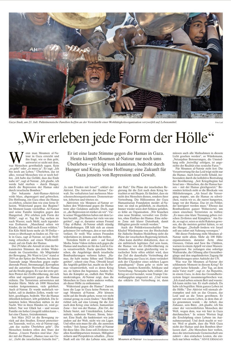 NinveErmagan's tweet image. Er ist eine bekannte Stimme gegen die Hamas in Gaza. Heute kämpft Moumen al-Natour nur noch ums Überleben – verfolgt von Islamisten, bedroht durch Hunger und Krieg. Sein Wunsch: Eine Zukunft ohne Gewalt. faz.net/aktuell/feuill…