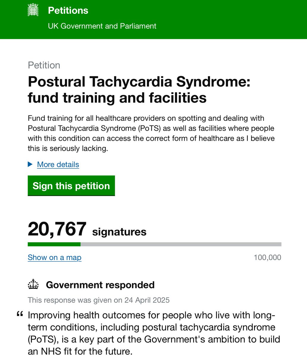 PoTS UK (@ukpots) on Twitter photo 1/2 We have 3 days until our petition closes, how many signatures can we get before then? WE NEED YOUR HELP!
Please share far and wide to highlight the lack of healthcare services for people with #PoTS
Sign here: petition.parliament.uk/petitions/7068…
#PoTSPetition #NHS #LackOfServices 1/2 We have 3 days until our petition closes, how many signatures can we get before then? WE NEED YOUR HELP!
Please share far and wide to highlight the lack of healthcare services for people with #PoTS
Sign here: petition.parliament.uk/petitions/7068…
#PoTSPetition #NHS #LackOfServices