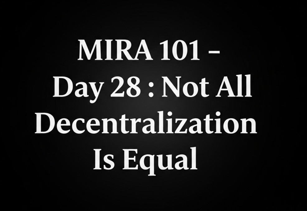 GusuyProduction's tweet image. MIRA 101 – Day 28 : Not All Decentralization Is Equal
In Web3, people throw around the word “decentralized” like it’s a magic spell.
But decentralization without purpose or design is just noise.
Some projects claim to be decentralized because they run on blockchain.
Others…